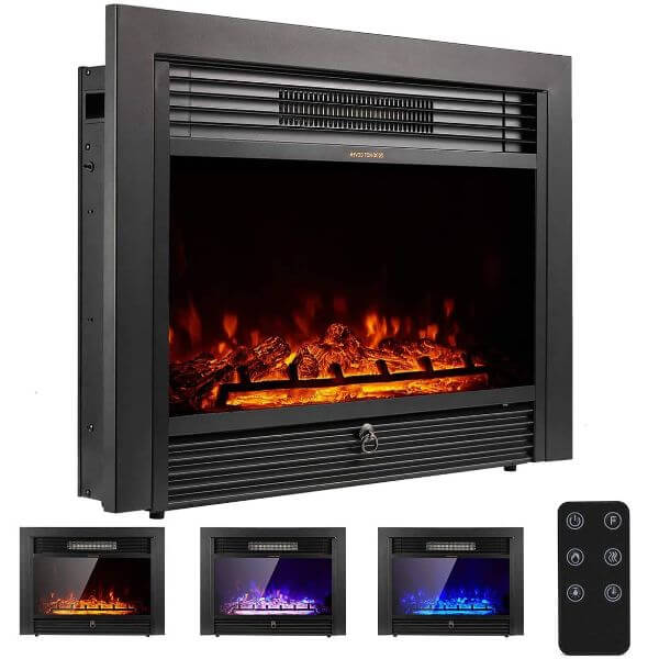 Electric Fireplace Insert with 3 Color Flames